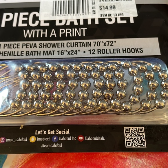 NWT shower curtain and hooks - Picture 4 of 4